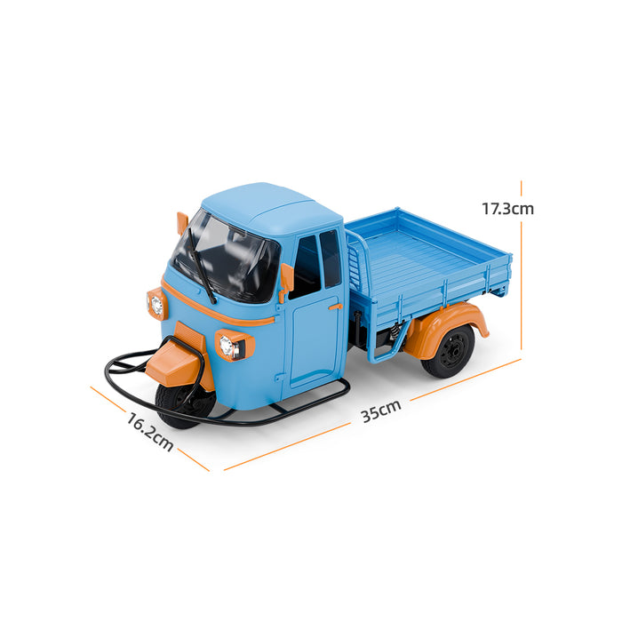 1/10 scale 2.4g full-proportional rc three-wheeler with realistic reverse sound, synchronized lights and adjustable gears