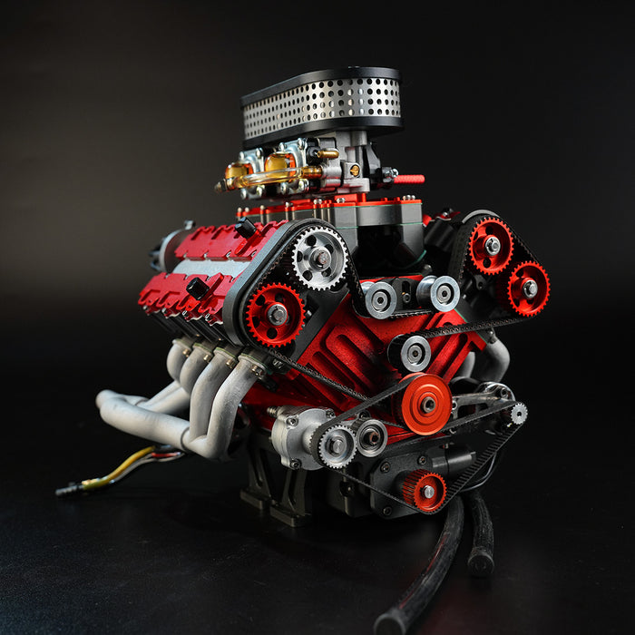 ENJOMOR V8 GS-V8 78CC DOHC Four-Stroke V-Shaped Eight-Cylinder Water-cooled Electric Gasoline Internal Combustion Engine Model - V8 Engine Model That Works
