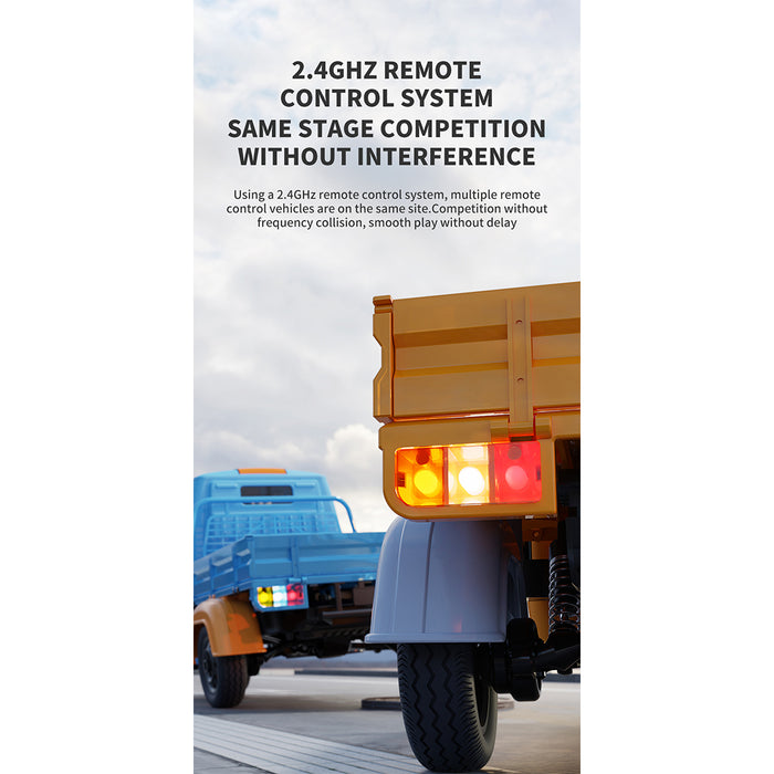 1/10 scale 2.4g full-proportional rc three-wheeler with realistic reverse sound, synchronized lights and adjustable gears