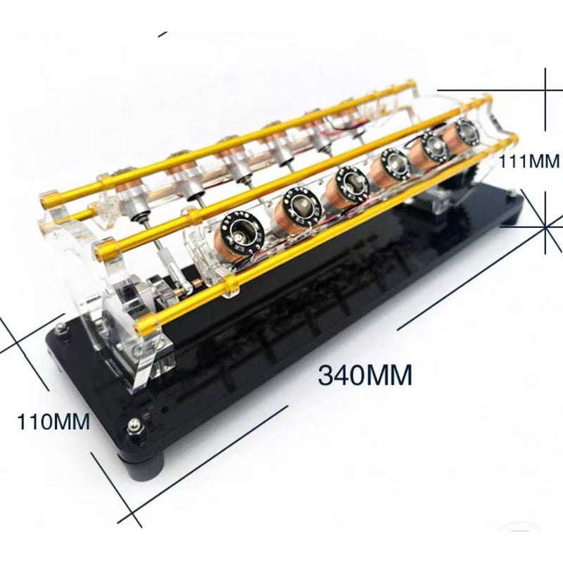 Electromagnetic Engine Model, V12 Multi Cylinder Electromagnet Motor for Physics Teaching-EngineDIY