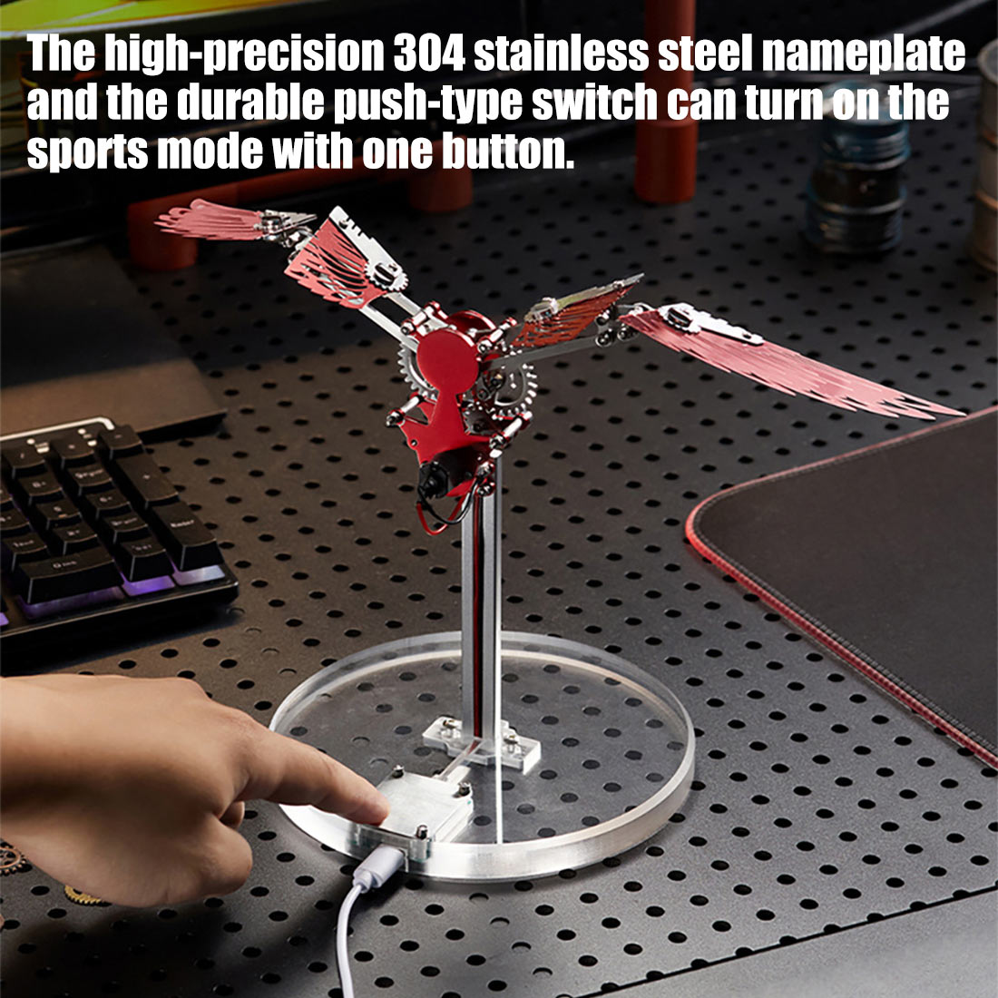 flaming shadow 3d metal mechanical ornithopter assembly model kit with mechanical transmission