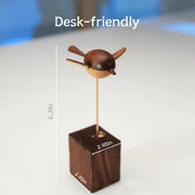 handcrafted wooden long-tailed tit bird model - desktop stress relief display