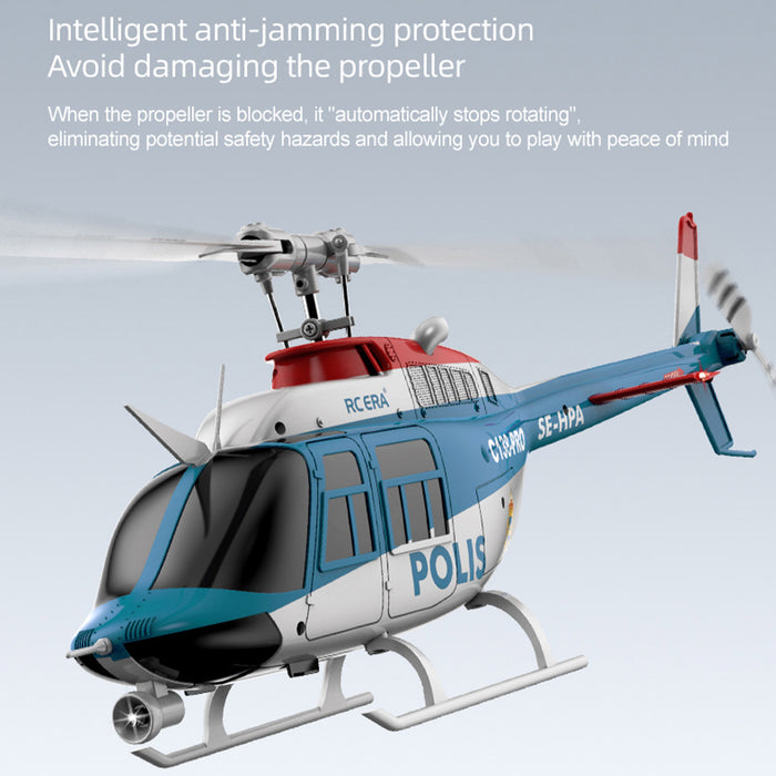 rc era c138pro 1/33 scale bell 206 2.4g 6ch flybarless single-rotor rc helicopter model with one-touch inverted flight (rtf version/police livery)