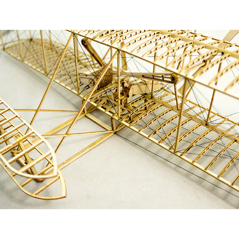 wooden 1/24 scale wright-flyer i model kit, open-frame biplane aircraft assembly kit, precision-cut wood diy model for aviation collectors & desktop display