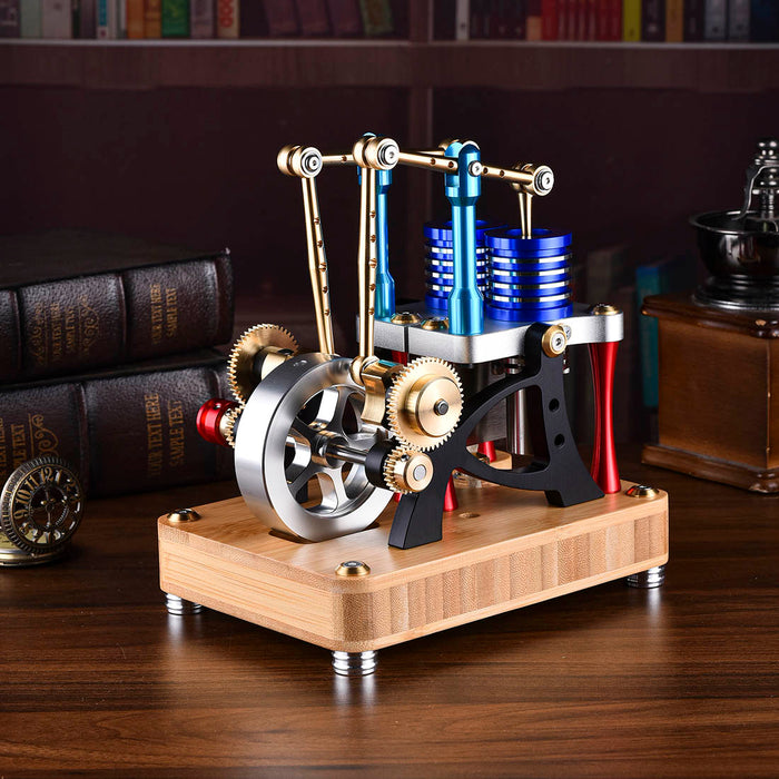 ENJOMOR Alpha Balance Beam Dual-Cylinder Dual-Piston Hot Air Stirling Engine External Combustion Engine Model