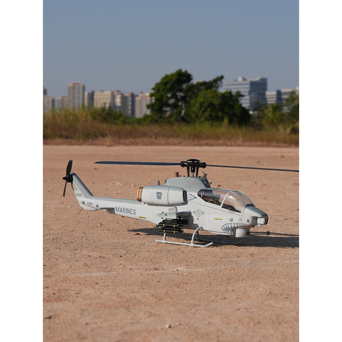 WOLFBUSH&ROBAN AH-1W Cobra 470-Class RC Helicopter-2.4G 6CH Dual-Rotor RC Military Model with GPS Positioning, Synchronized Turret & Left/Right-Hand Control RTF - EngineDIY