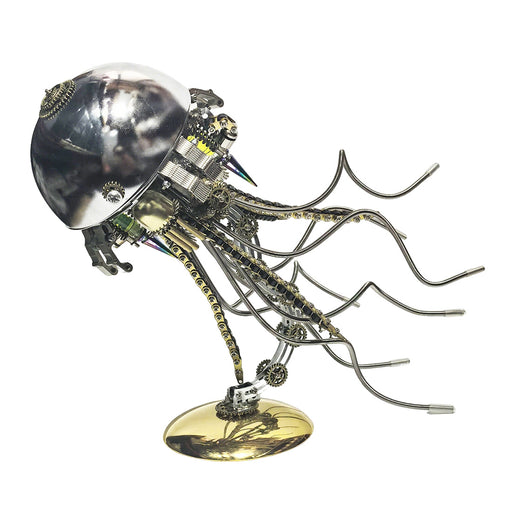 3d metal mechanical jellyfish model kit – diy steampunk assembly with usb warm light desk lamp for desktop display (800+pcs)