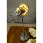 steampunk mechanical nautilus sculpture with remote control led light, industrial desktop decor