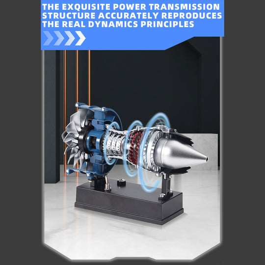 teching mini turbofan engine kit that works - diy metal electric jet engine with visible mechanics for stem education 