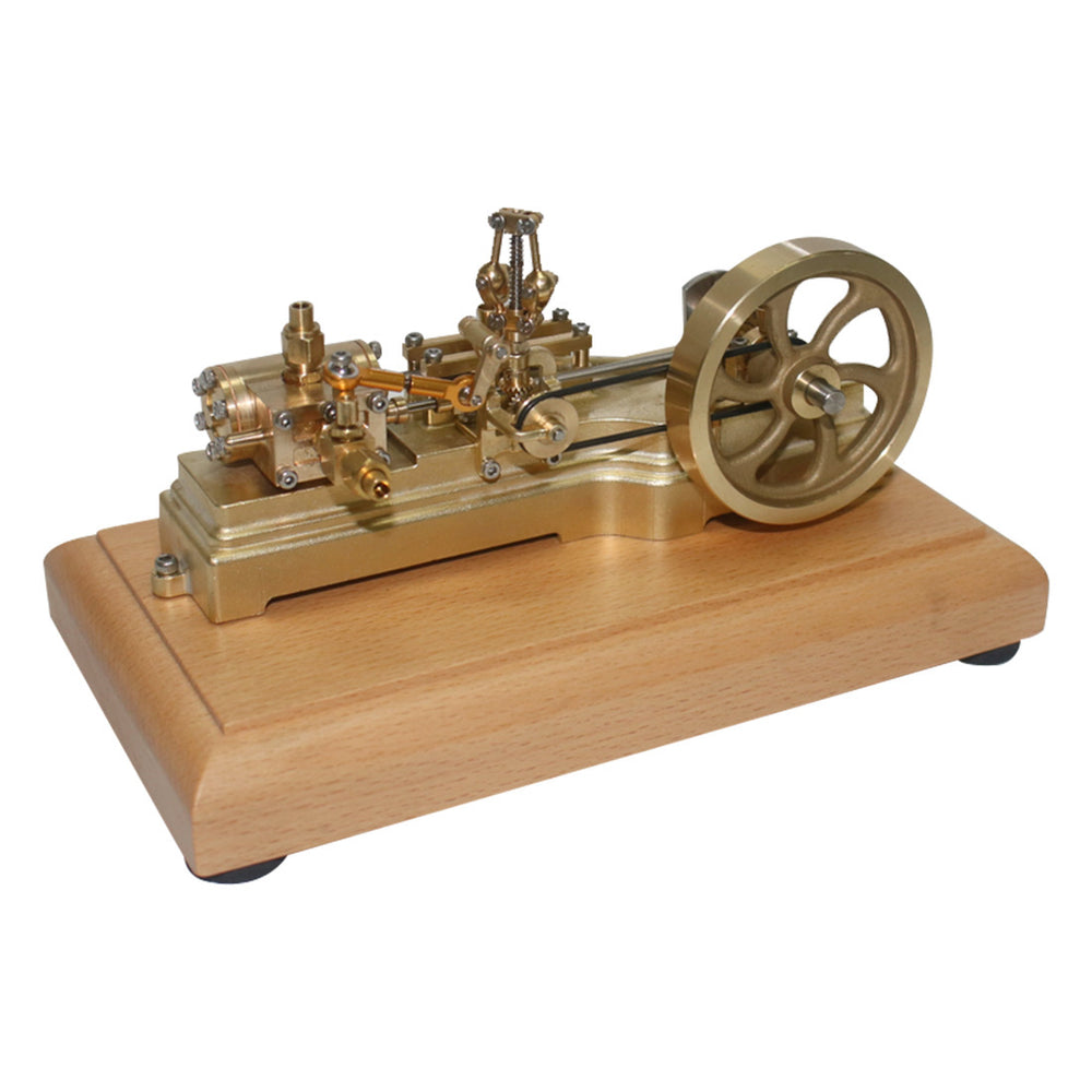1.7CC Mini Retro Horizontal Single-cylinder Reciprocating Double-acting Mill Steam Engine Model Toys with Speed Reducer S10