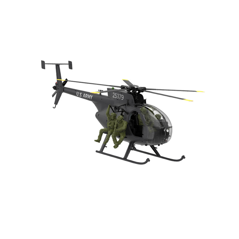 yu xiang f118s mh-6 1/16 scale 250-class little bird fpv rc military helicopter with 5-blade flybarless 6g/3d rtf