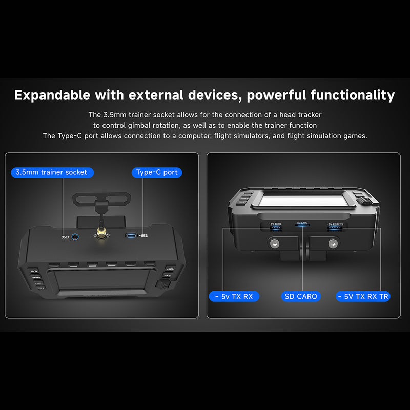 h17 helicopter flight simulator controller, 17ch edgetx transmitter with cnc metal frame, collective pitch lever, cyclic stick & foot pedals