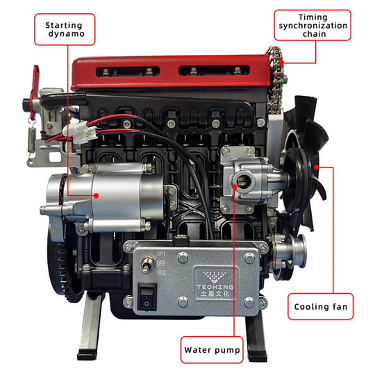 TECHING L4 Engine Model Kit that Works - Build Your Own Engine - Full Metal 4 Cylinder Car Engine Kit Car Engine Model Upgraded Version - EngineDIY