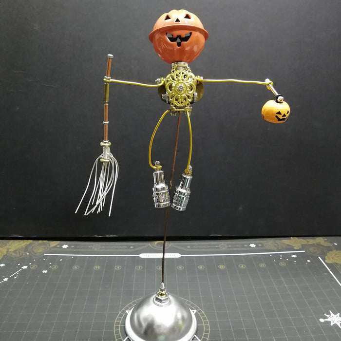 3D Pumpkin Scarecrow Mechanical Steampunk Metal Assembly Animal Model Creepy Halloween Decor