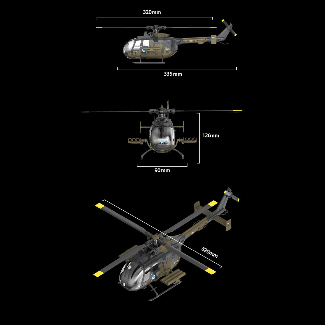 rc era c180 1/25 scale 2.4g 6ch single rotor flybarless rc helicopter model with barometer, tof lidar altitude hold & optical flow positioning (rtf version)