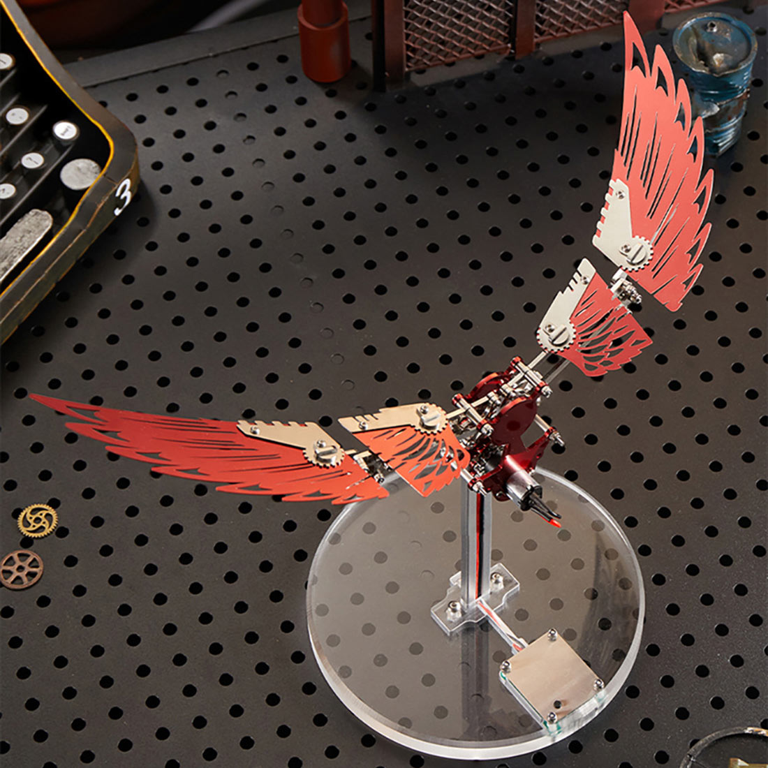 flaming shadow 3d metal mechanical ornithopter assembly model kit with mechanical transmission