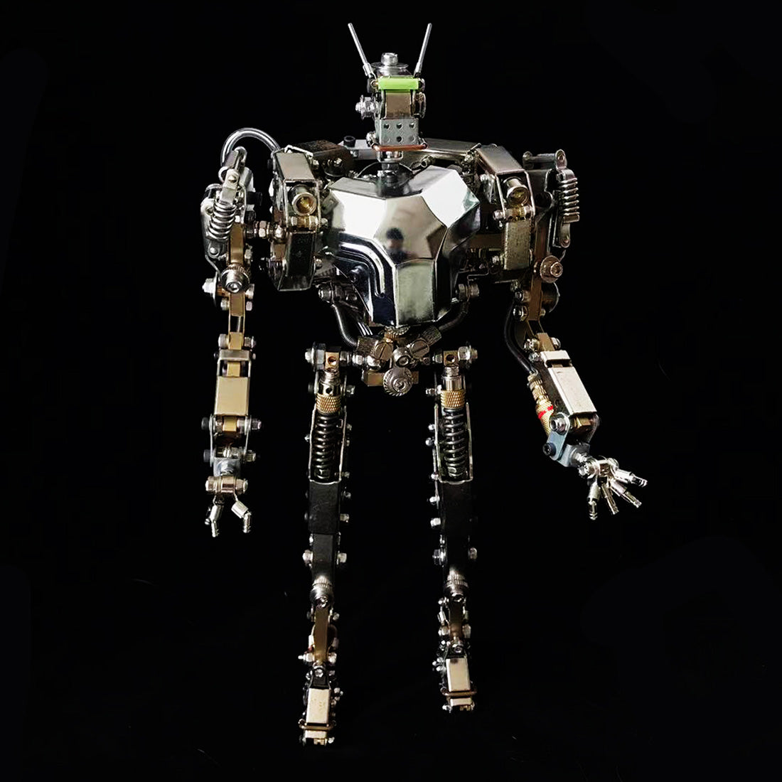 Modèle 3D de machine de guerre robotique du futur en métal Humanoid-1 avec articulations et lumières