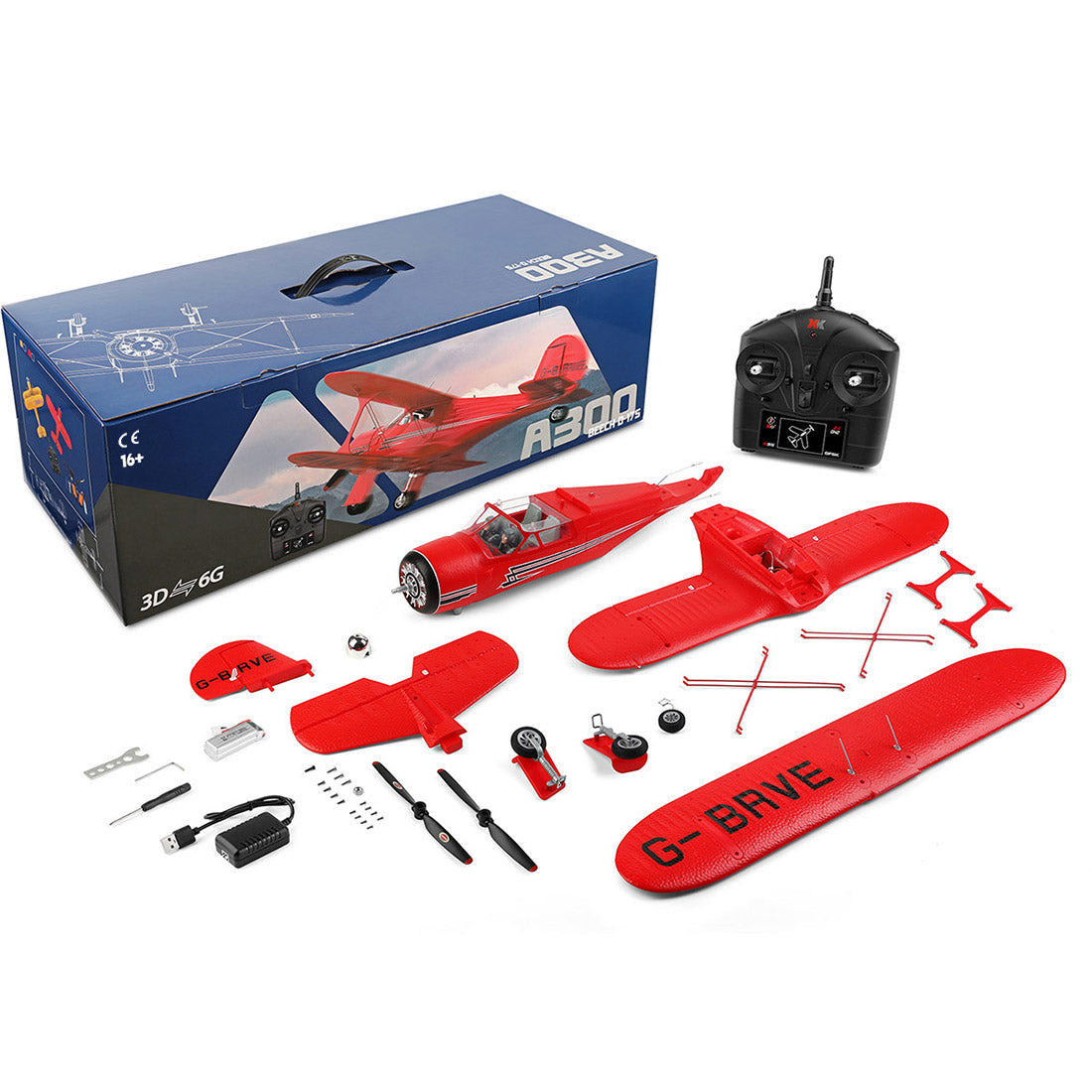 XK A300 Beech D17S Biplane 3D/6G 2.4G 4CH Brushless Scale RC Airplane ...
