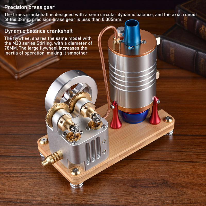 Retro All-metal Vertical Twin-Cylinder Steam Engine Model with Dynamic Balanced Crankshaft RTR STEM Model - EngineDIY