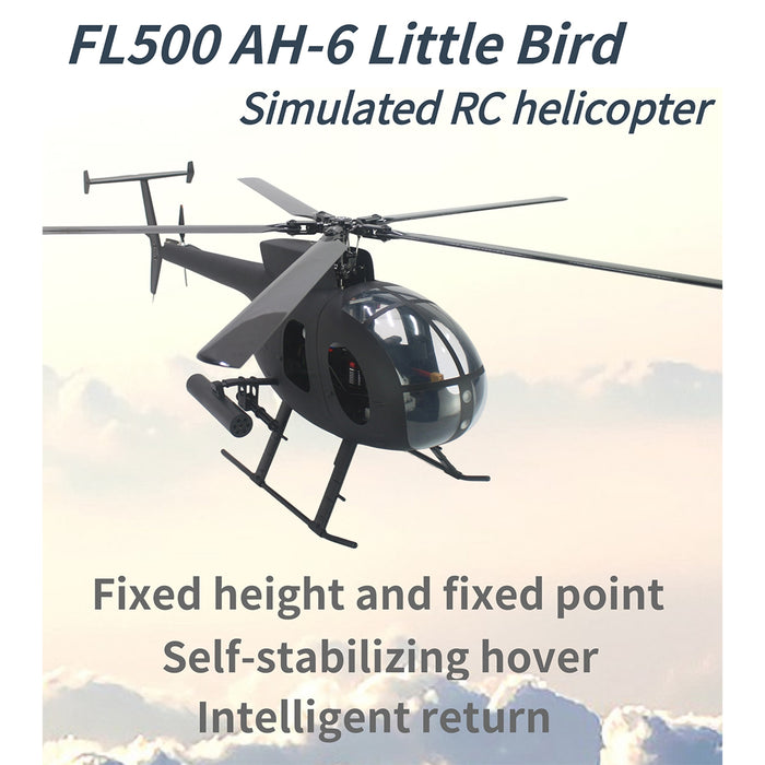 FLISHRC FL500 AH-6 Little Bird 500-Class 2.4G 6CH Scale RC Helicopter Model with L7 Flight Controller and 4-Mode Positioning GPS RTF