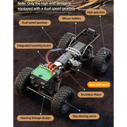 1/16 scale brushless 4wd rc crawler truck – all-terrain off-road pickup with dual-rate transmission, independent suspension & metal frame
