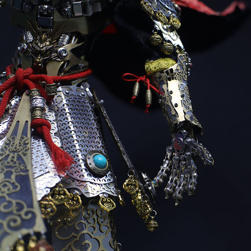 3d metal monkey king sun wukong mecha model kit, diy assembly collectible figure with cloak and staff, articulated desktop display for adults (2600+pcs)