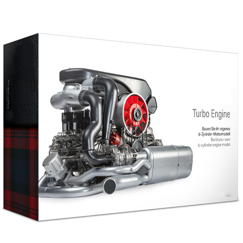 1/3 scale diy horizontal opposed 6-cylinder engine kit with operational turbocharger - electric motorized stem educational display model