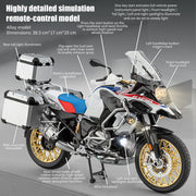 1/6 alloy r1250gs rc motorcycle model with remote control, ignition, sound, led lights & exhaust spray