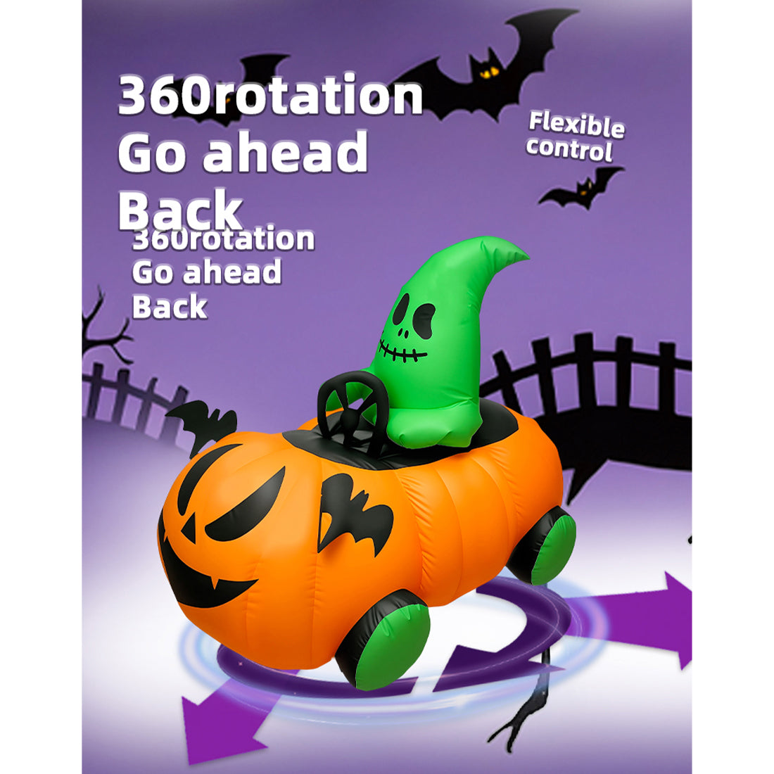 2.4G inflatable pumpkin rc car with one-key inflation & deflation, dual-speed modes halloween gift