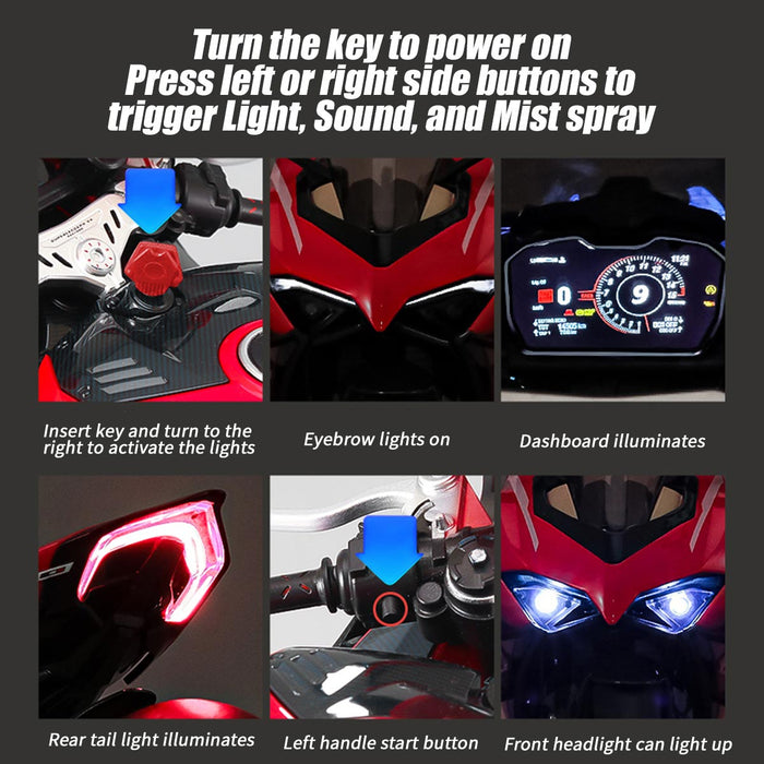 1/7 scale alloy dynamic motorcycle model v4 top edition with ignition system & smoke spray