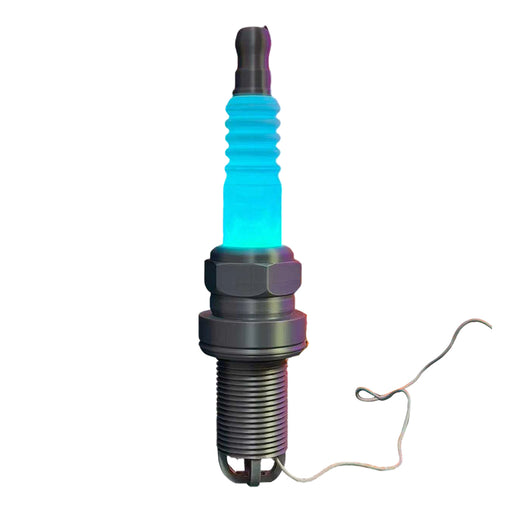 3d printed spark plug rgb led desk lamp – industrial table light for garage, gaming room & workshop