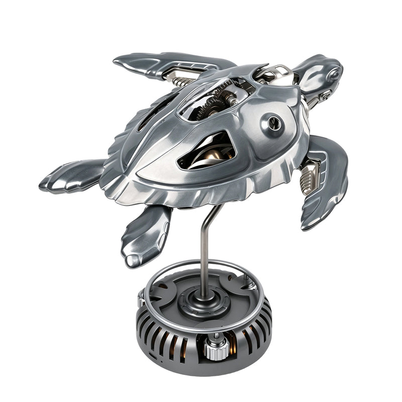 mechanical turtle diy metal assembly kit with lights