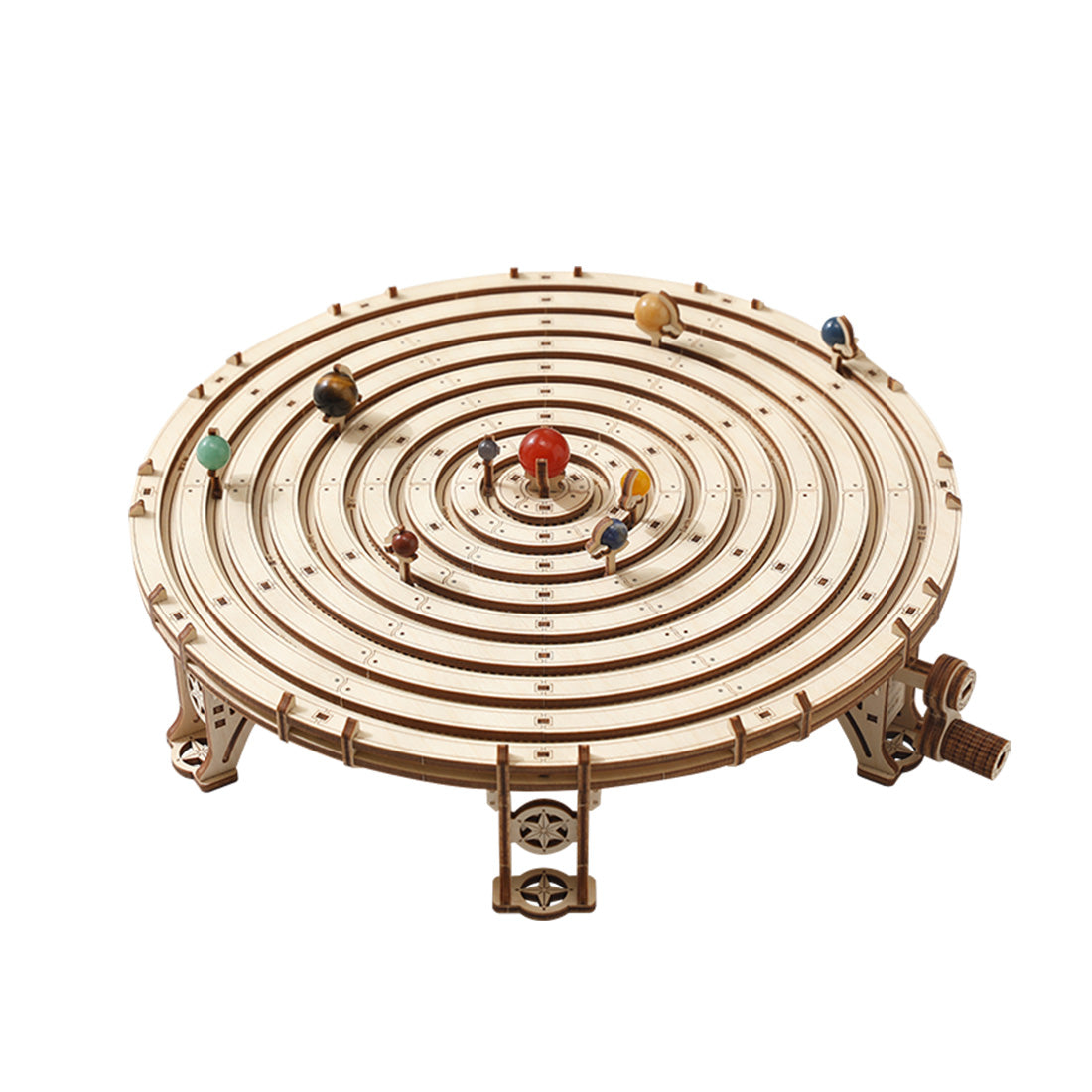 3d wooden mechanical orrery solar system model kit, diy stem educational desktop display (413pcs)