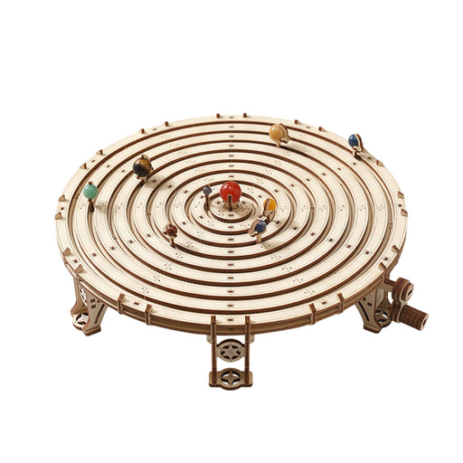 3d wooden mechanical orrery solar system model kit, diy stem educational desktop display (413pcs)