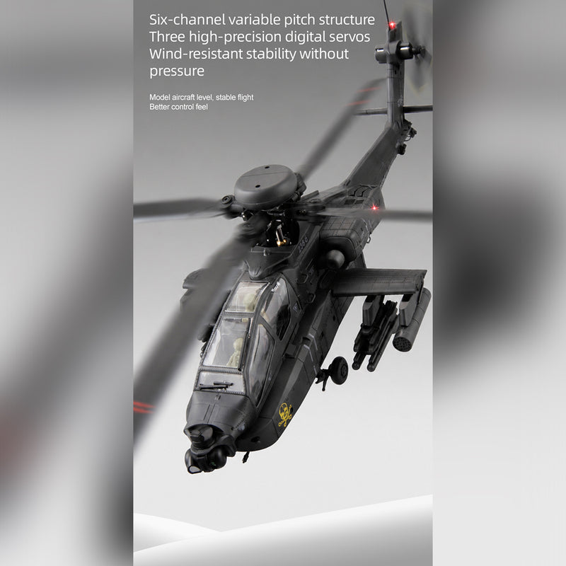 rc era c170 ah-64d 1/48 scale 2.4g 6ch flybarless military rc helicopter model with optical flow positioning, tof altitude hold, one-key inverted flight and brushless motor (rtf version)