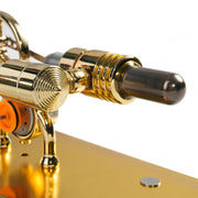 golden single cylinder stirling engine model with led