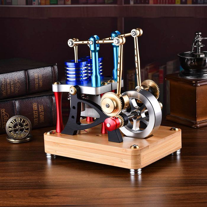 ENJOMOR Alpha Balance Beam Dual-Cylinder Dual-Piston Hot Air Stirling Engine External Combustion Engine Model