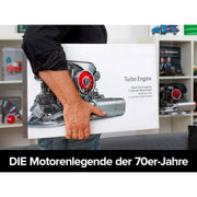 1/3 scale diy horizontal opposed 6-cylinder engine kit with operational turbocharger - electric motorized stem educational display model