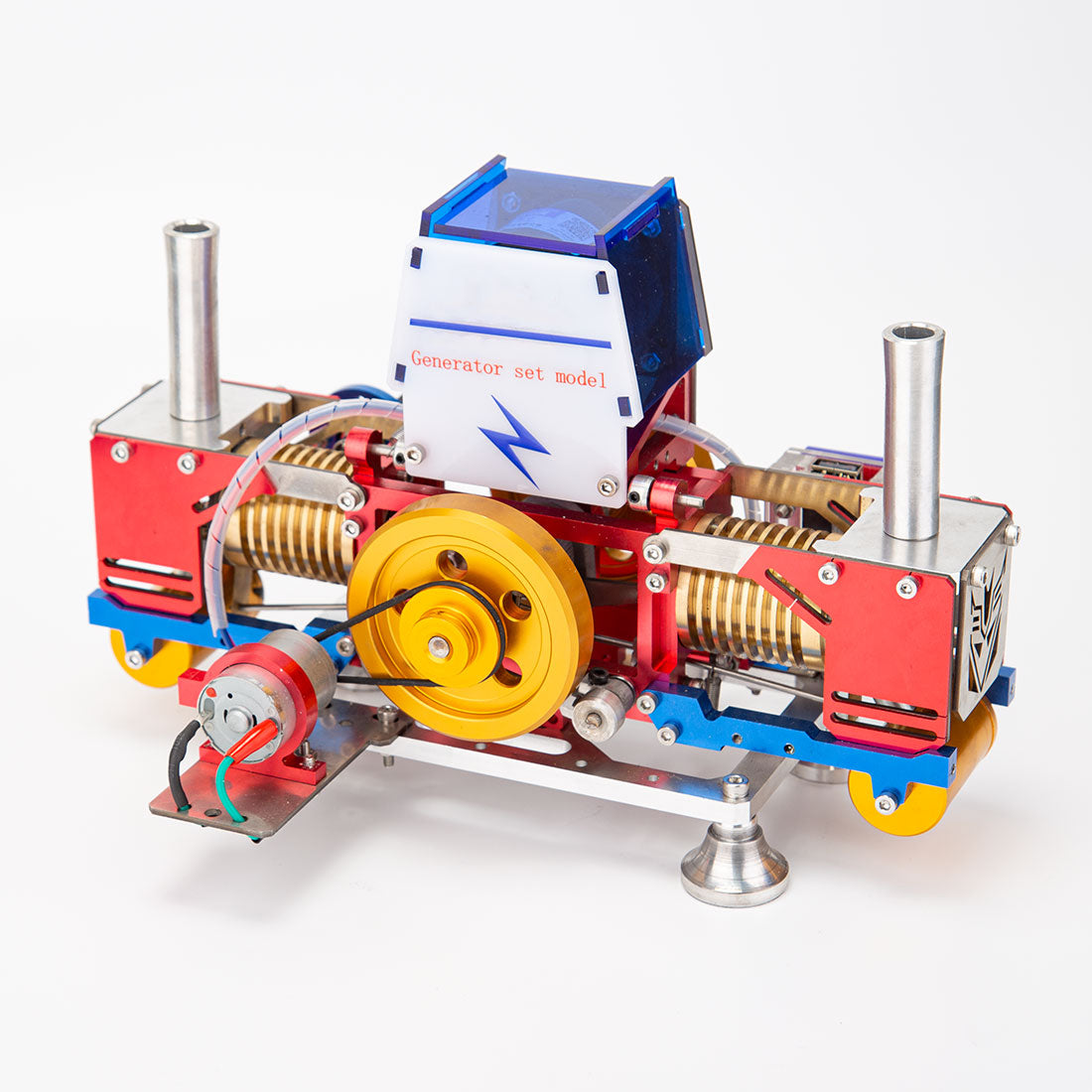 Horizontal Opposed Double-Cylinder Flame-Licker Suction Fire Vacuum Stirling Engine Power Generator Model Set