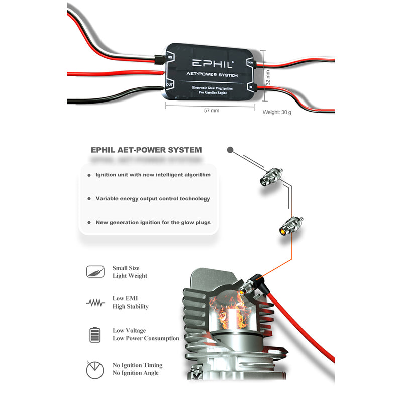 ephil xg-20cc-s glow plug two-stroke single cylinder gasoline engine model for fixed-wing aircraft models
