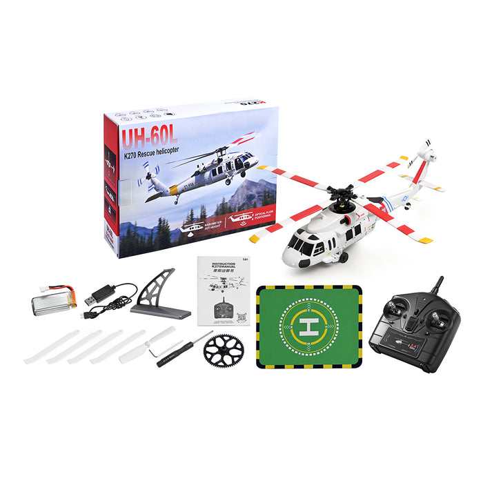 WL K270 UH-60L 2.4G 4CH 170-Class 4-Rotor Flybarless Realistic Helicopter Model with Barometric Altitude & Left/Right Hand Throttle Adjustment (Optical Flow RTF Version)
