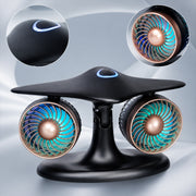 dual turbo jet engine desktop fan with usb, led lights and 3-speed quiet cooling for home office