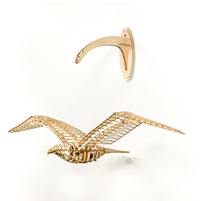 wooden mechanical dove model kit, 110cm wingspan flapping bird with gear-driven motion, diy assembly kit for wall display
