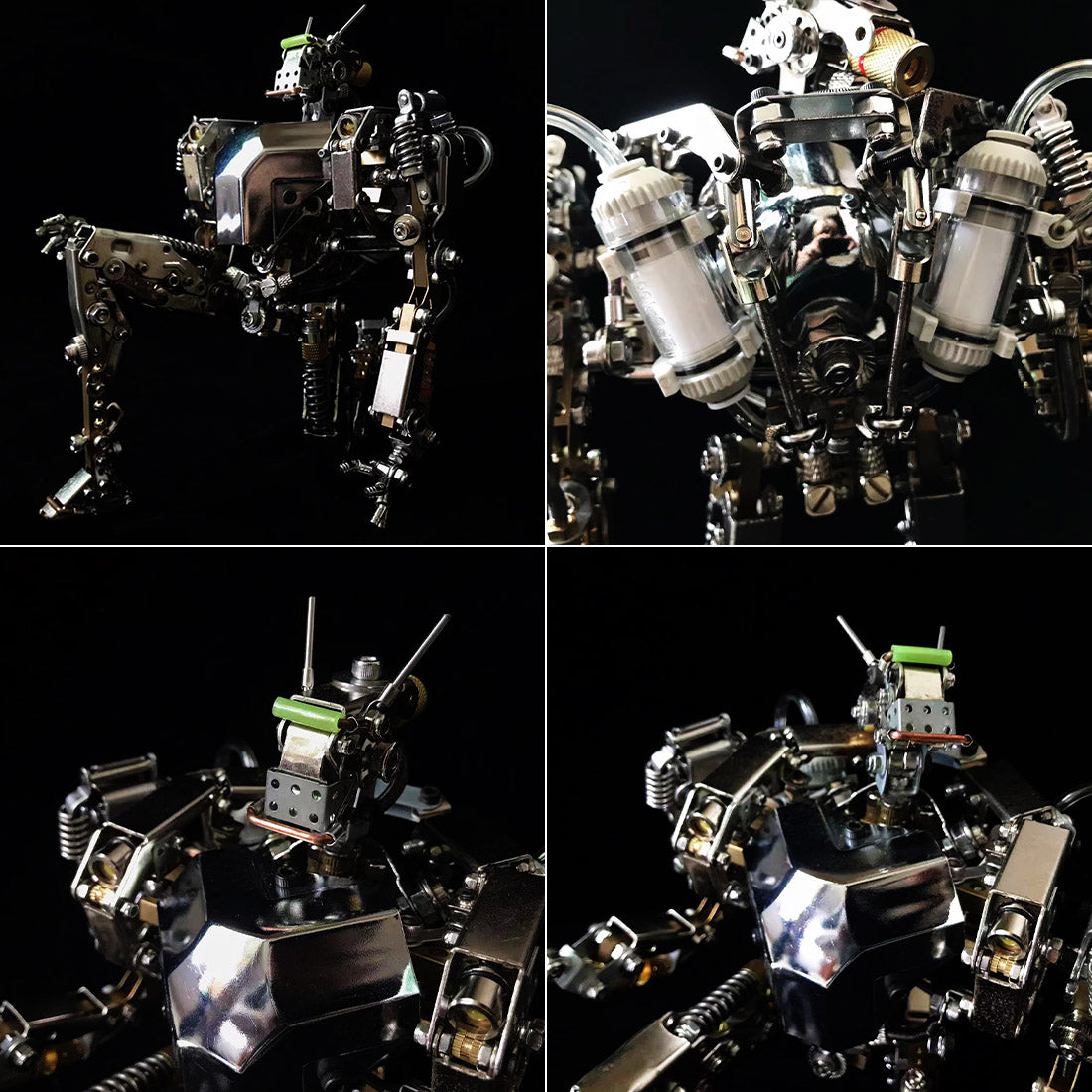 Modèle 3D de machine de guerre robotique du futur en métal Humanoid-1 avec articulations et lumières