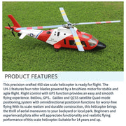 FLISHRC Agusta A109 500-Class RC Helicopter 2.4G 6CH with L7 Flight Controller & 4-Mode GPS Positioning – RTF Version - EngineDIY