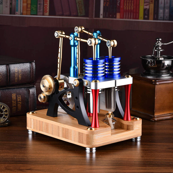 ENJOMOR Alpha Balance Beam Dual-Cylinder Dual-Piston Hot Air Stirling Engine External Combustion Engine Model