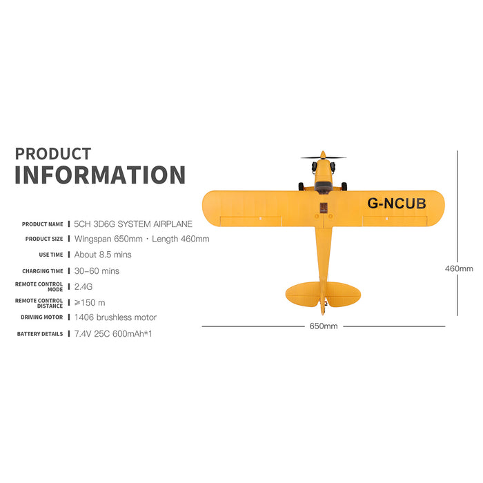 xk a160 j3 3d/6g 2.4g 5ch brushless scale rc airplane model, 650mm wingspan epp fixed wing aircraft with quick release