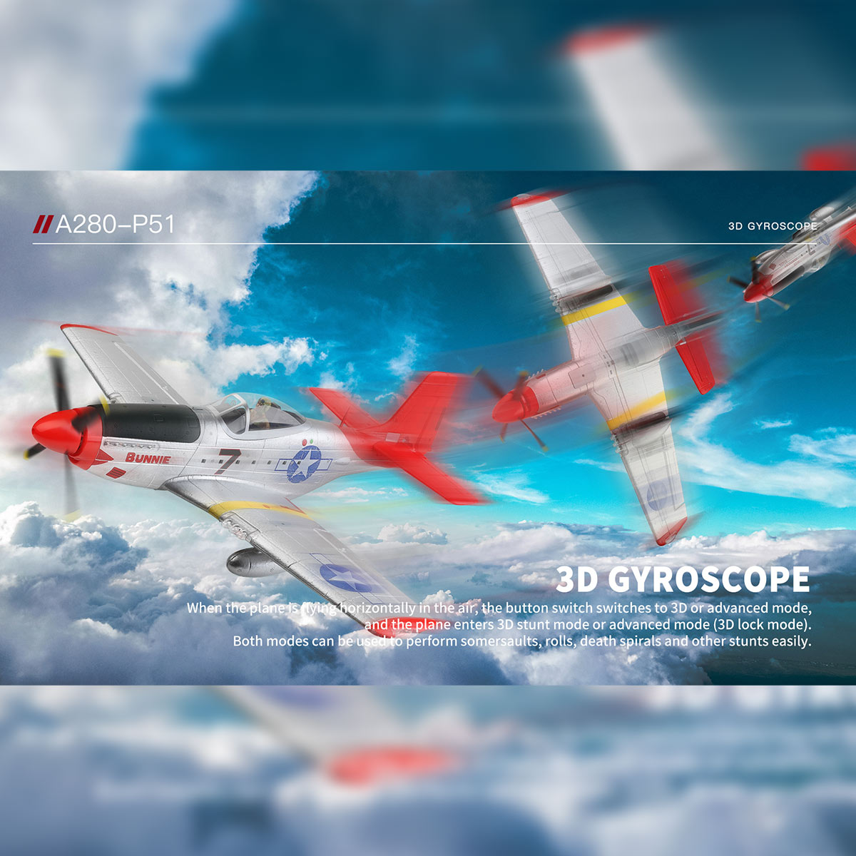 xk a280 p-51 3d/6g 2.4g 4ch brushless scale rc airplane model, 560mm wingspan epp fixed wing aircraft with quick release