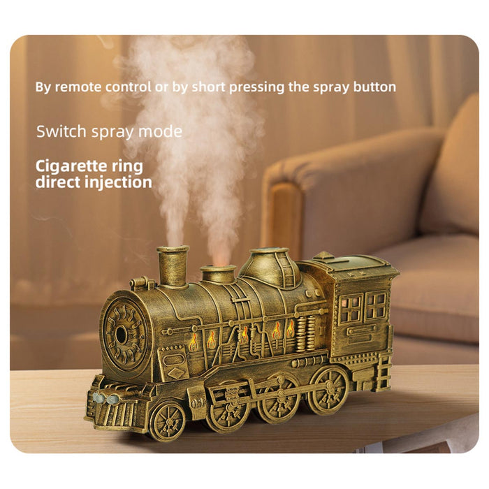 train shape essential oil diffuser humidifier with dual-color led light