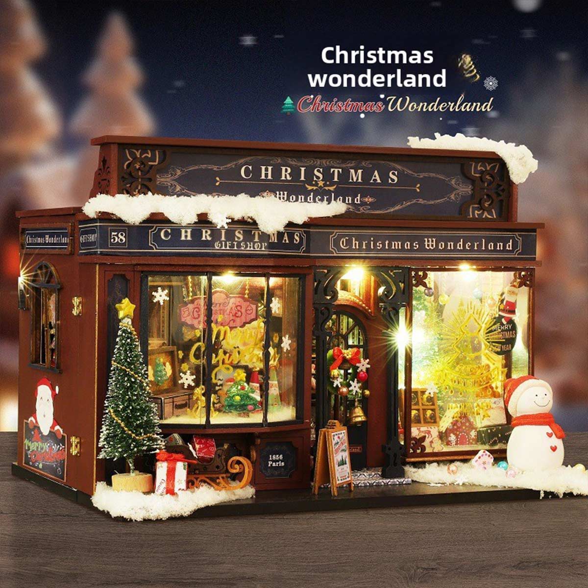 wooden christmas wonderland diy miniature house model kit
